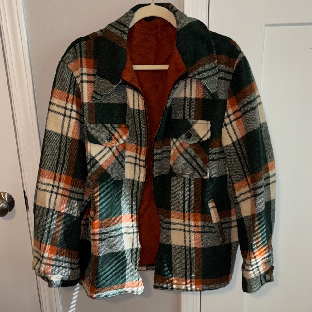 Plaid Jacket with Orange Lining